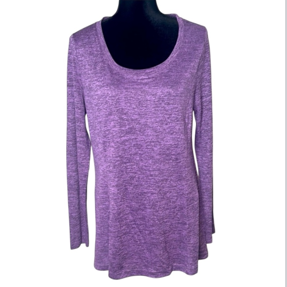 H by Halston Lavender Heather Long-Sleeve Scoop Neck Top